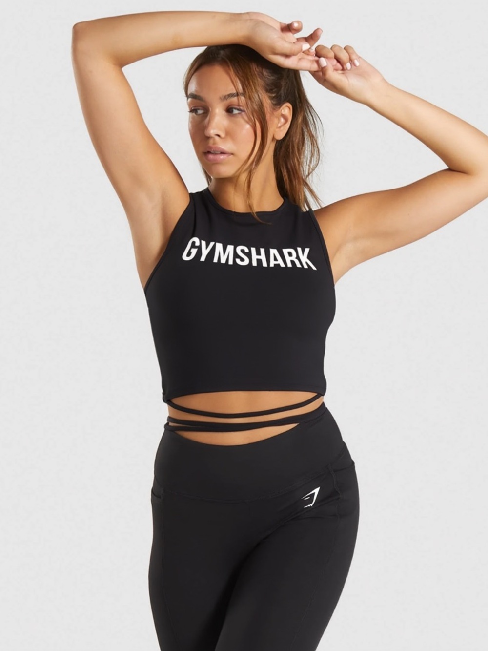 Gymshark Ribbon Crop Top in Black - Size Small